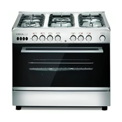 Royal Crystal Gas Cooker, 5 Burners, 90 cm, Stainless Steel - 10253
