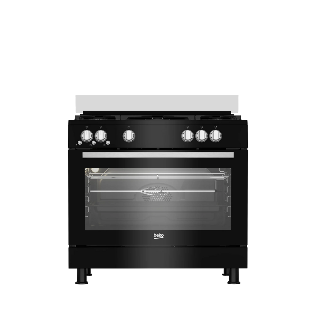 Beko Gas Cooker, 5 Burners, 90 cm, Black - GGR 15115 DX NBE - ESTORES