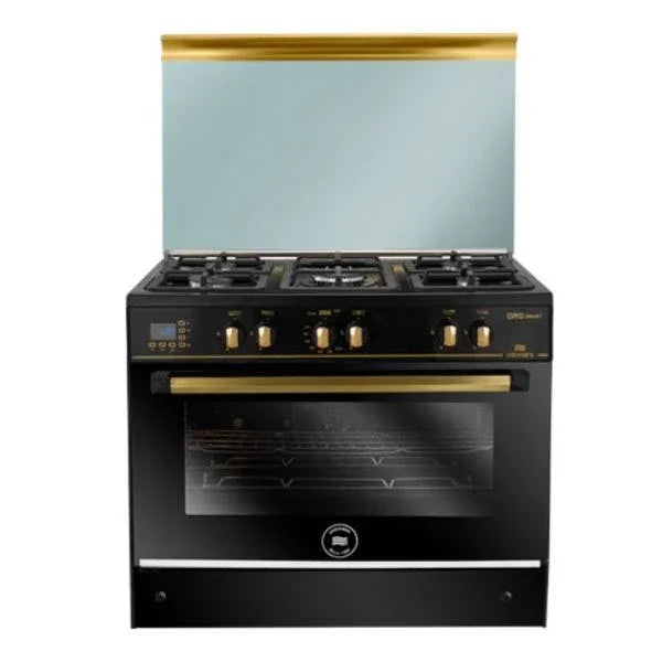 Unionaire Oro Smart Digital Gas Cooker, 90 cm, 5 Burners, Black Inox - C6090EBGC511IDSFOROS2WAL - ESTORES Main image
