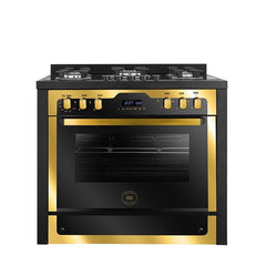 Unionaire i-Chef Golden Edition VIP Digital Gas Cooker, 5 Burners, 90 cm, Black Gold - C69GB-1GC-383-IDSP-S-PC-2W-AL