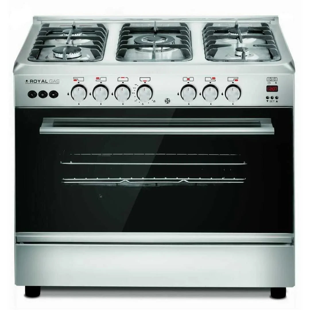 Royal Gas Cooker, 5 Burners, 90 cm, Stainless Steel - 10255 - ESTORES