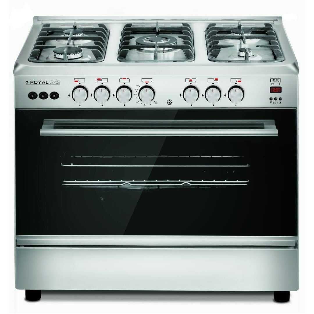 Royal Gas Cooker, 5 Burners, 90 cm, Stainless Steel - 10255