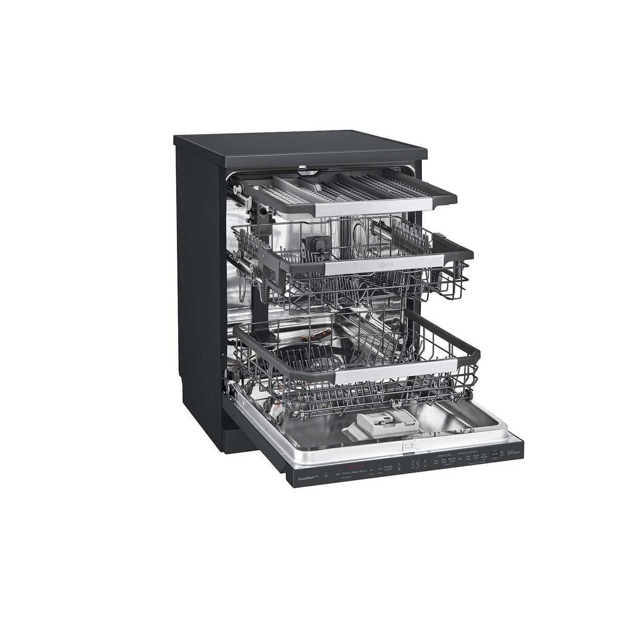 LG Digital Dishwasher With Inverter Technology, 14 Place Settings, 10 Programs, Black - DFC335HM