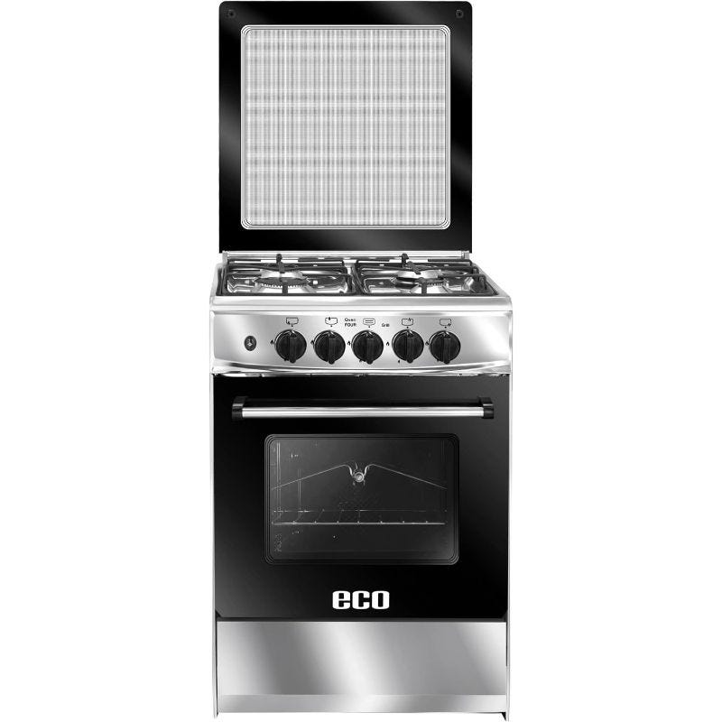 Unionaire ECO Gas Cooker, 55 cm, 4 Burners, Silver Black - CF55SV-AP-426-ECO-2W