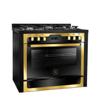Unionaire i-Chef Golden Edition VIP Digital Gas Cooker, 5 Burners, 90 cm, Black Gold - C69GB-1GC-383-IDSP-S-PC-2W-AL - ESTORES