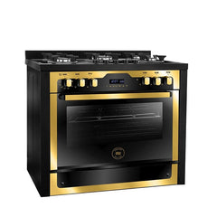 Unionaire i-Chef Golden Edition VIP Digital Gas Cooker, 5 Burners, 90 cm, Black Gold - C69GB-1GC-383-IDSP-S-PC-2W-AL