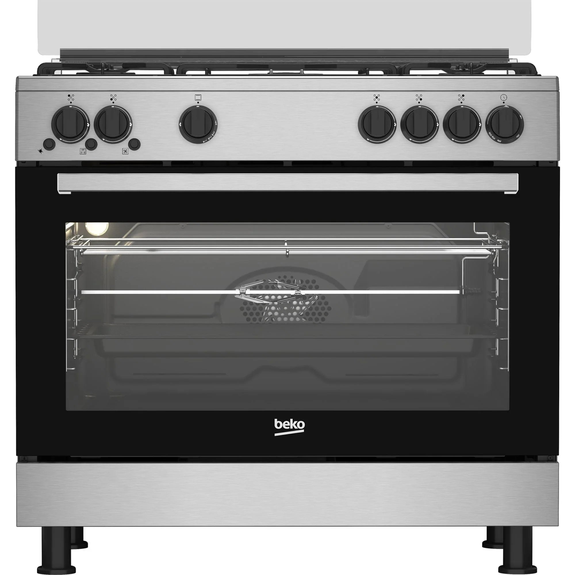 Beko Gas Cooker, 5 Burners, 90 cm, Stainless Steel - GGR 15115 DX NE - ESTORES Main image
