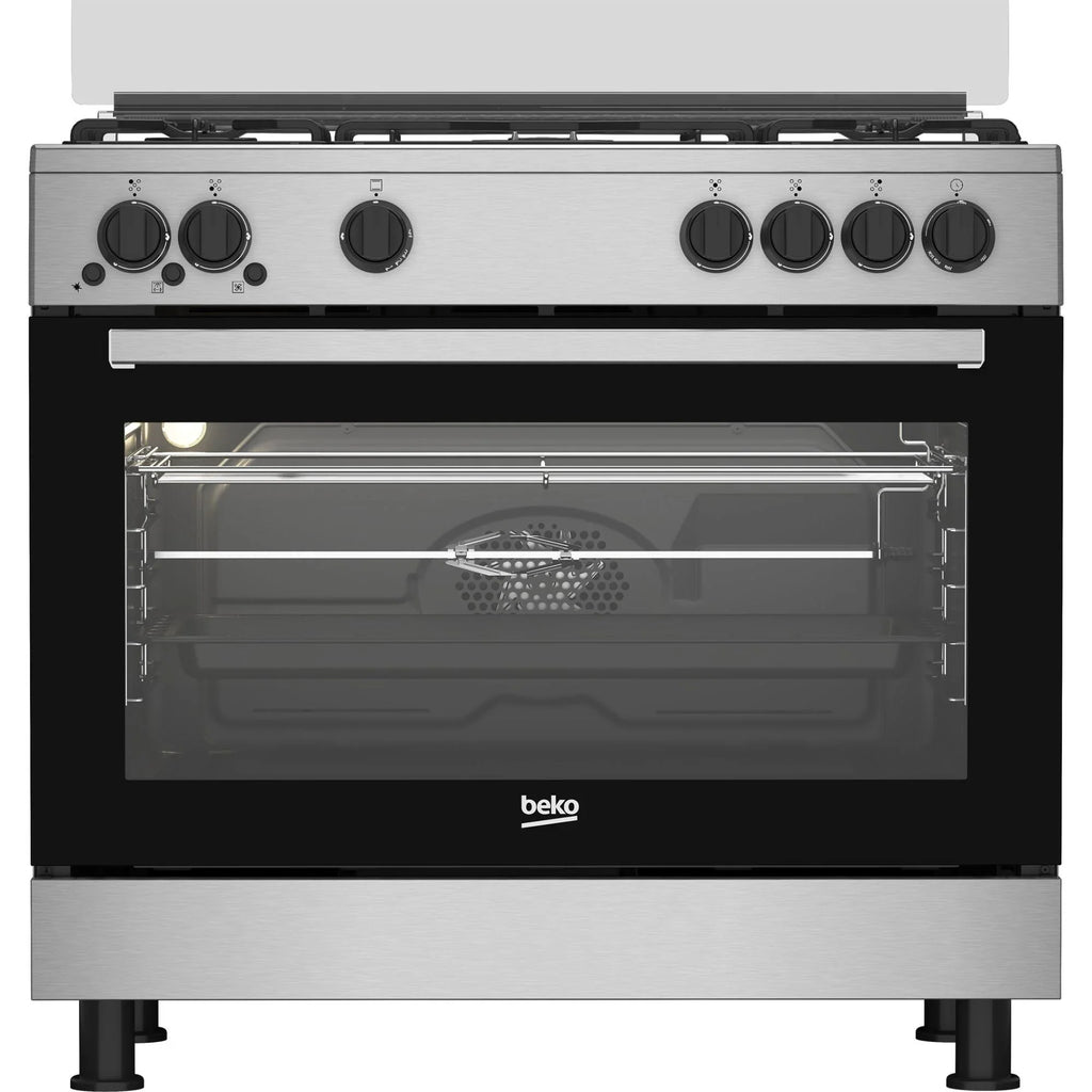 Beko Gas Cooker, 5 Burners, 90 cm, Stainless Steel - GGR 15115 DX NE - ESTORES