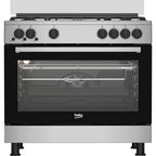 Beko Gas Cooker, 5 Burners, 90 cm, Stainless Steel - GGR 15115 DX NE - ESTORES