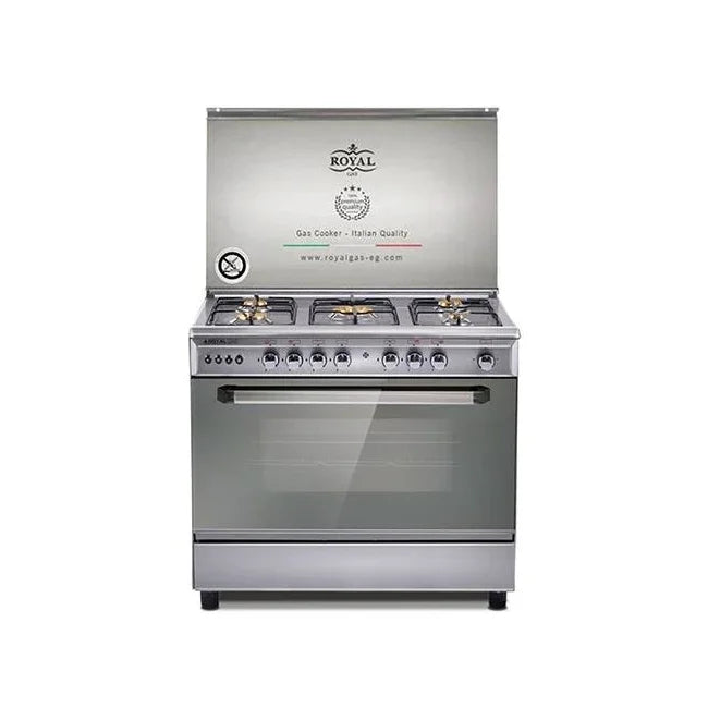 Royal Hero Gas Cooker, 5 Burners, 90 cm, Stainless Steel - 10276 - ESTORES