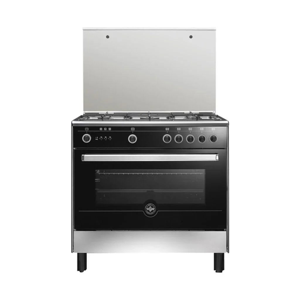 LA GERMANIA Moderna Gas Cooker, 5 Gas Burners, 90 cm, Stainless and Black - 9N10GUB1X4AWW - ESTORES