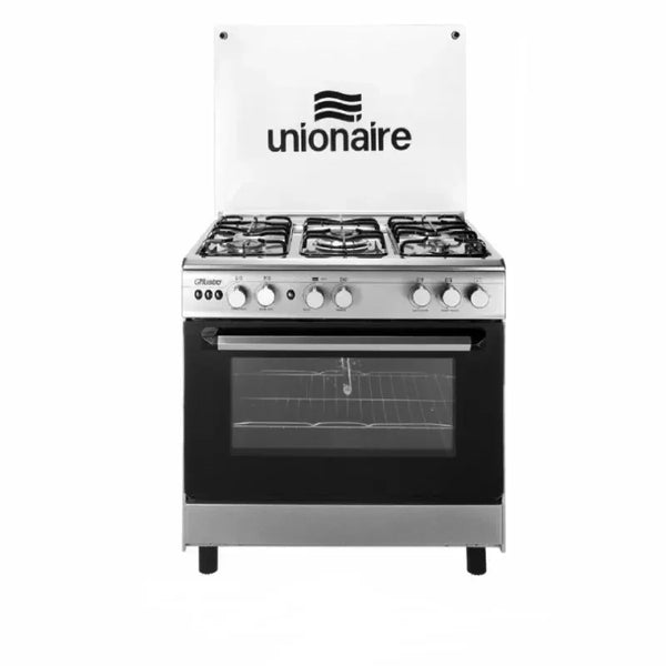 Unionaire Justo Gas Cooker, 80 cm, 5 Burners, Black - C68SS-DC-443-F-2W-GU-AL - ESTORES