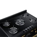 Unionaire i-Chef Golden Edition VIP Digital Gas Cooker, 5 Burners, 90 cm, Black Gold - C69GB-1GC-383-IDSP-S-PC-2W-AL - ESTORES